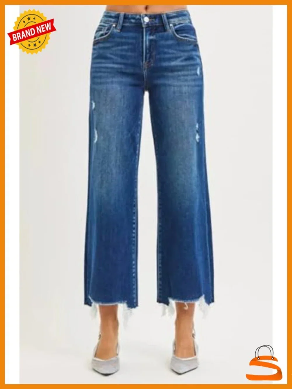 High Rise Cropped Wide Leg Jeans - Cotton Stretch